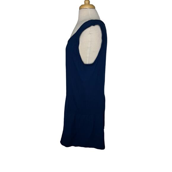 AMADI Anthropologie Royal Blue Cotton Sleeveless Asymmetric Dress Size Large - Picture 2 of 9